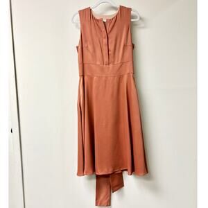 AC by Alba Conde Sleeveless Tie Waist Fit & Flare Mini Dress Pink Orange Size 40